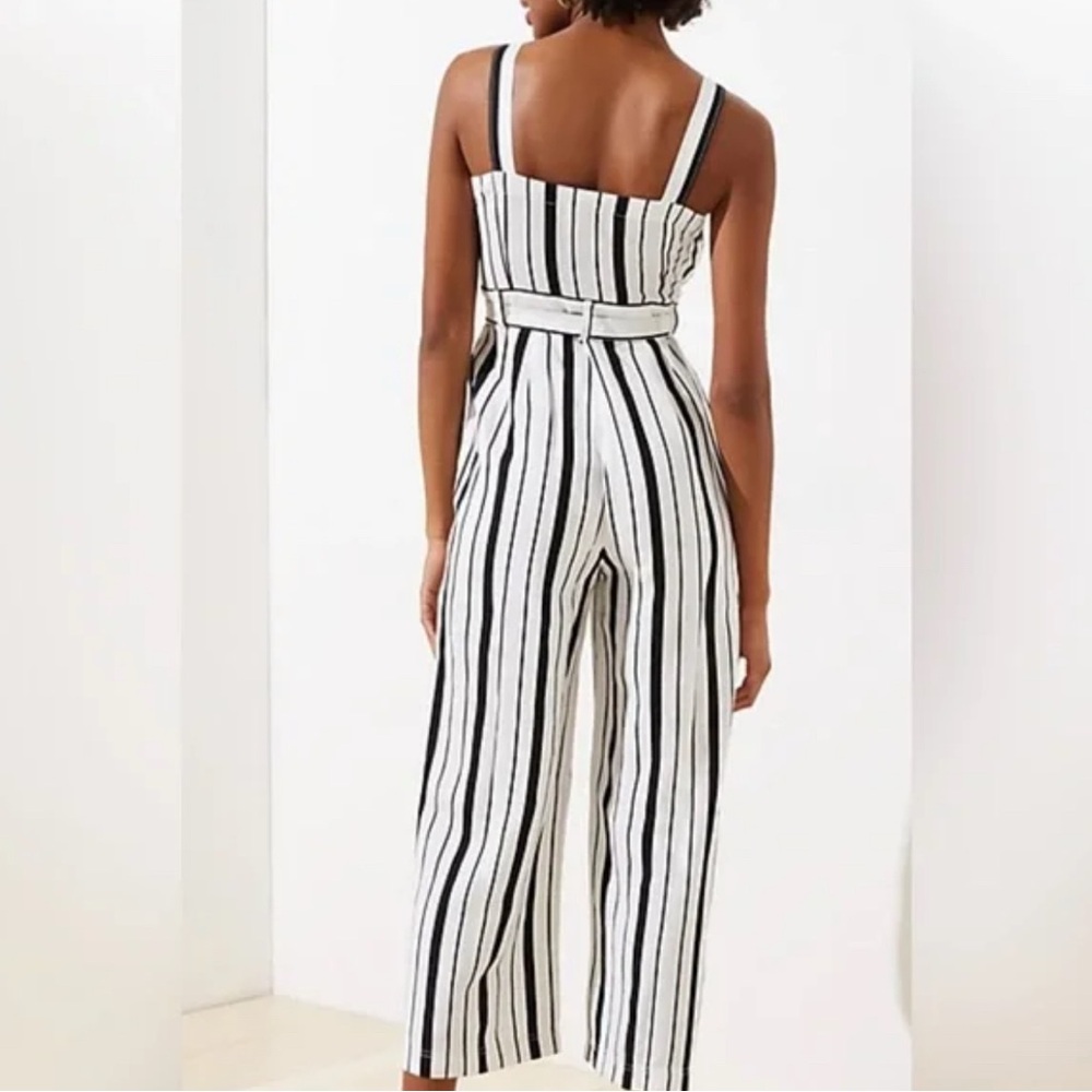 LOFT Striped Black and White Jumpsuit NWT Size 2 - Picture 2 of 7
